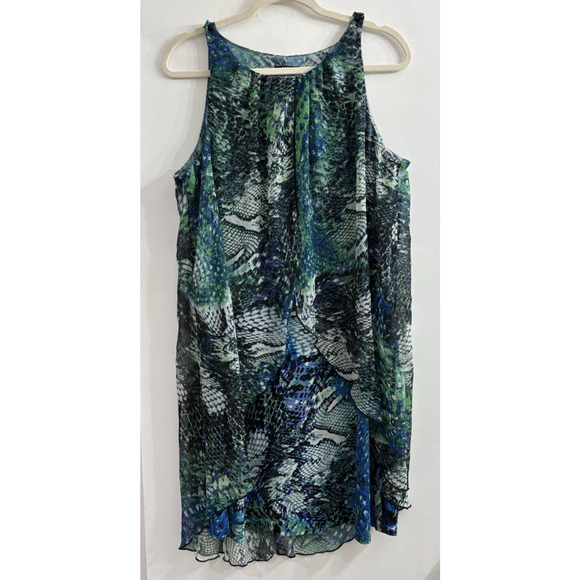 MSK Womens Sleeveless Sz 16 Dress Midi Chiffon Colorful Animal Print Sleeveless‎ - Picture 1 of 12